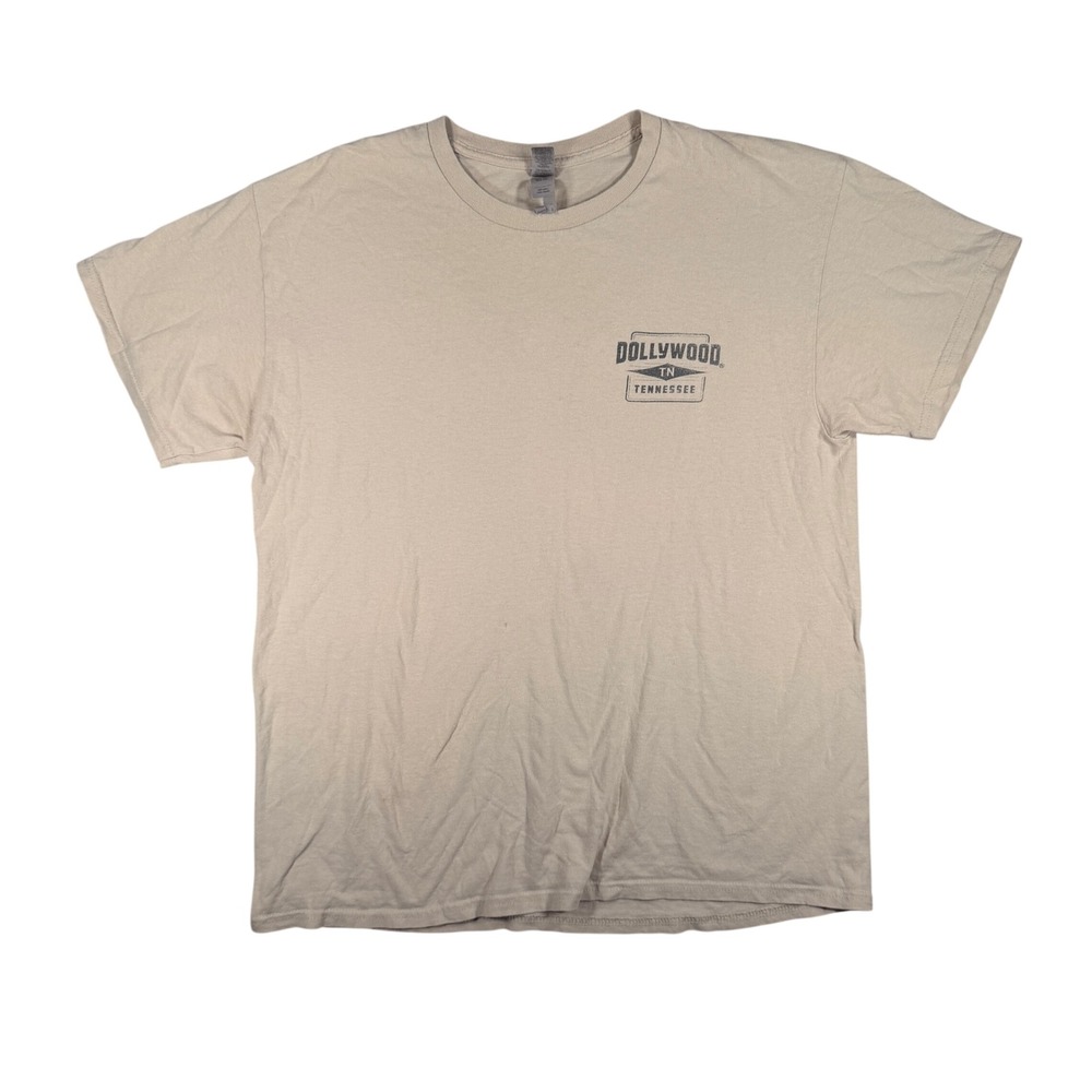 Dollywood Tennessee Graphic T-Shirt Large Mens Tan Vintage Style Cotton Tee